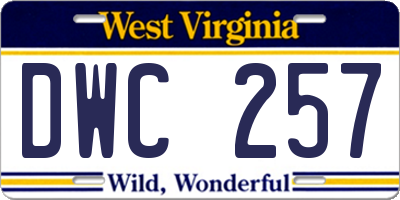 WV license plate DWC257