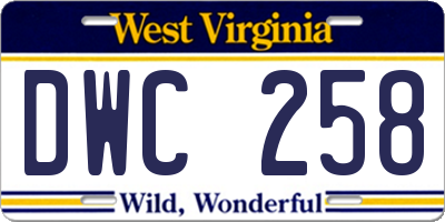 WV license plate DWC258