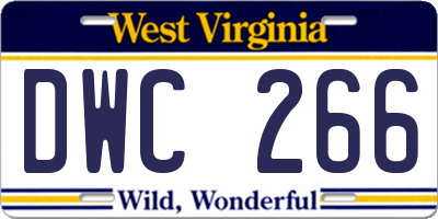 WV license plate DWC266