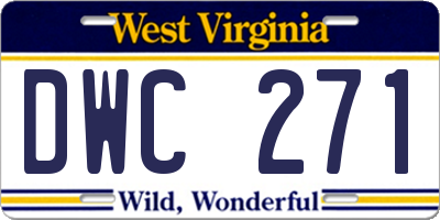 WV license plate DWC271