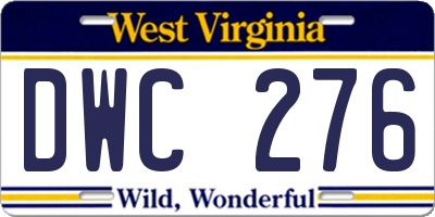 WV license plate DWC276