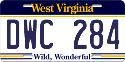 WV license plate DWC284