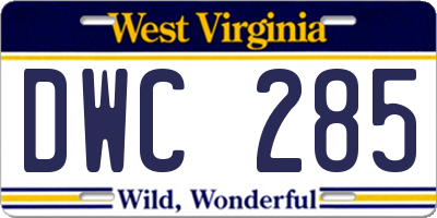 WV license plate DWC285
