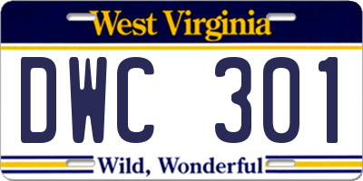 WV license plate DWC301
