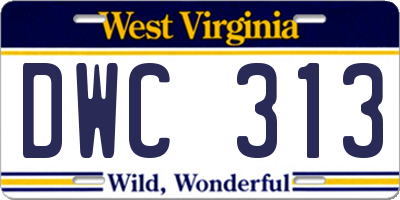 WV license plate DWC313