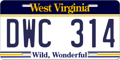 WV license plate DWC314