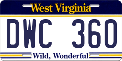 WV license plate DWC360