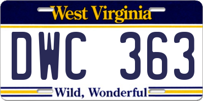 WV license plate DWC363