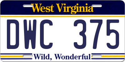 WV license plate DWC375