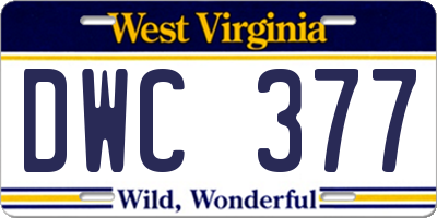 WV license plate DWC377