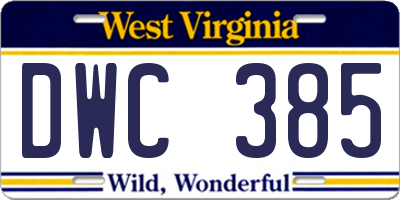 WV license plate DWC385