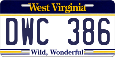 WV license plate DWC386