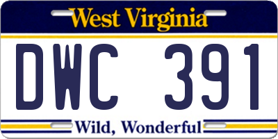 WV license plate DWC391