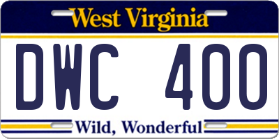 WV license plate DWC400