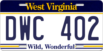 WV license plate DWC402