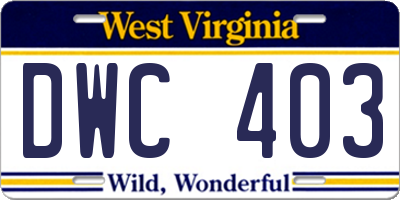 WV license plate DWC403
