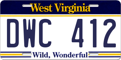 WV license plate DWC412
