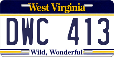 WV license plate DWC413