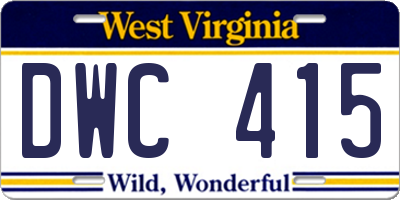 WV license plate DWC415