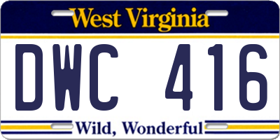 WV license plate DWC416