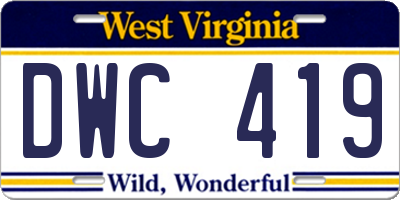 WV license plate DWC419