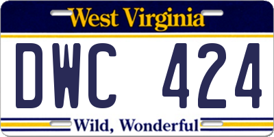WV license plate DWC424