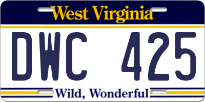WV license plate DWC425