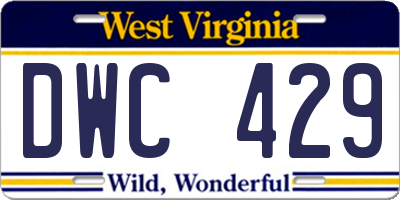 WV license plate DWC429