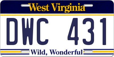 WV license plate DWC431