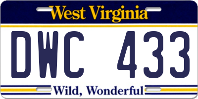 WV license plate DWC433