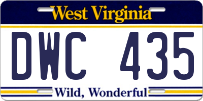 WV license plate DWC435