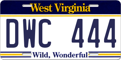 WV license plate DWC444