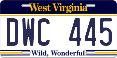 WV license plate DWC445