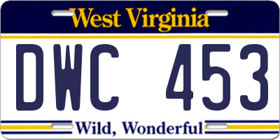 WV license plate DWC453