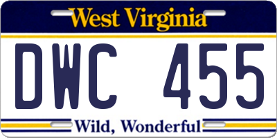 WV license plate DWC455
