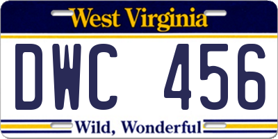 WV license plate DWC456