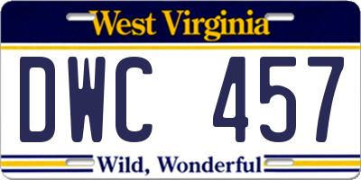 WV license plate DWC457