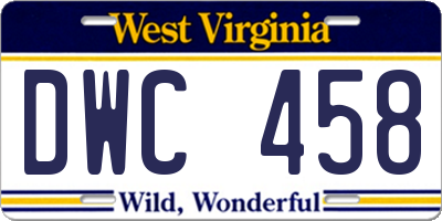 WV license plate DWC458