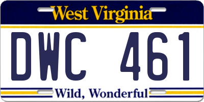 WV license plate DWC461
