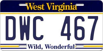 WV license plate DWC467