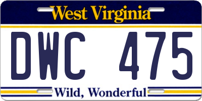 WV license plate DWC475