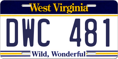WV license plate DWC481
