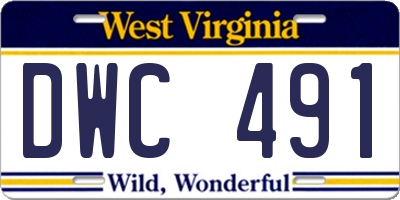 WV license plate DWC491