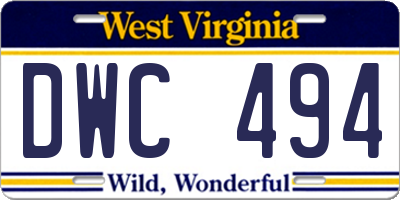 WV license plate DWC494
