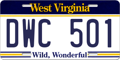 WV license plate DWC501