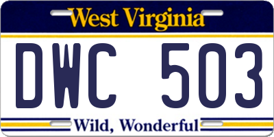 WV license plate DWC503