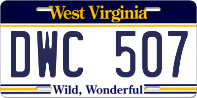 WV license plate DWC507