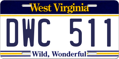 WV license plate DWC511