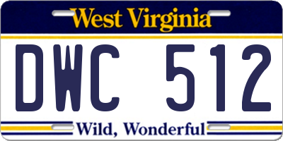 WV license plate DWC512