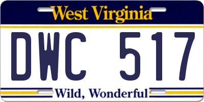 WV license plate DWC517